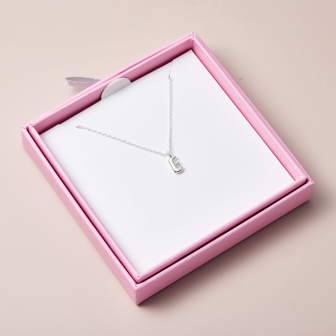 Kid's Sterling Silver Letter E Initial Necklace - Philip Jones Jewellery