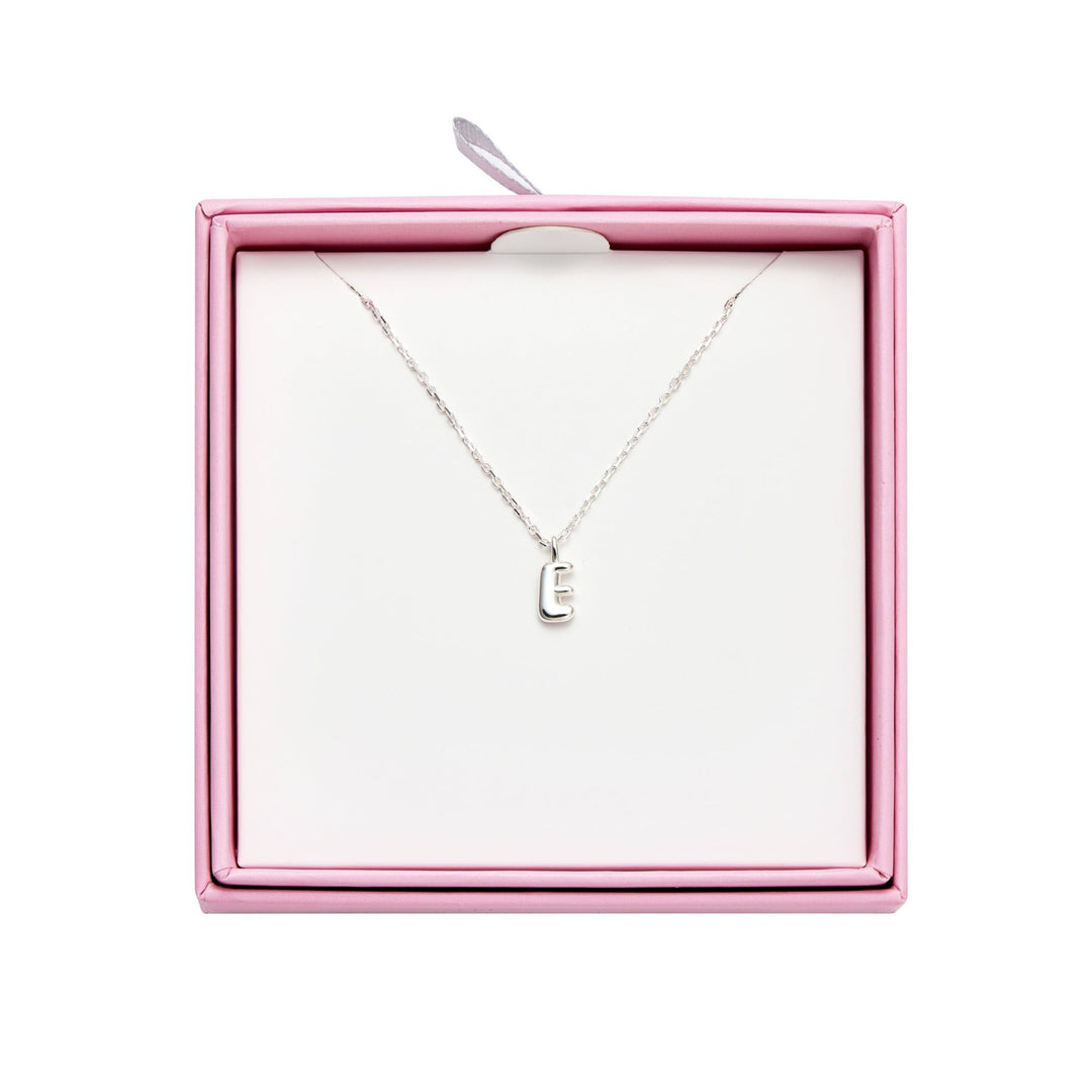 Kid's Sterling Silver Letter E Initial Necklace - Philip Jones Jewellery