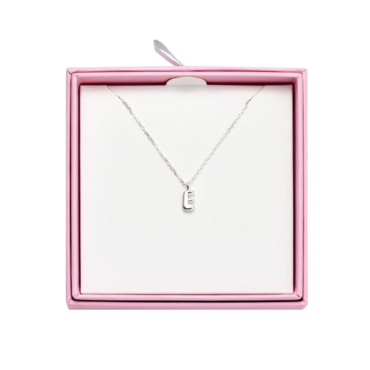 Kid's Sterling Silver Letter E Initial Necklace - Philip Jones Jewellery