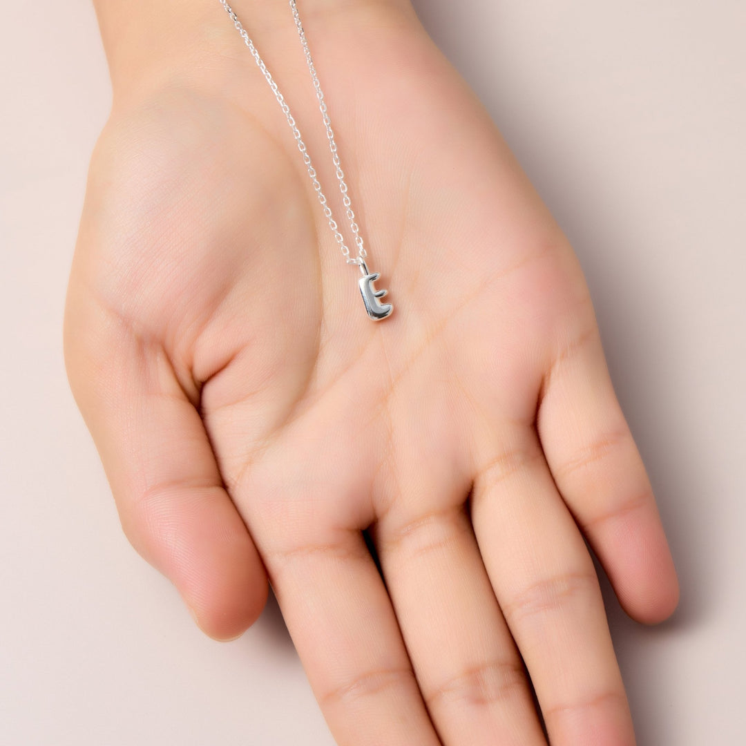 Kid's Sterling Silver Letter E Initial Necklace - Philip Jones Jewellery
