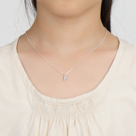 Kid's Sterling Silver Letter F Initial Necklace - Philip Jones Jewellery