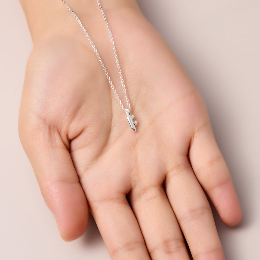 Kid's Sterling Silver Letter F Initial Necklace - Philip Jones Jewellery