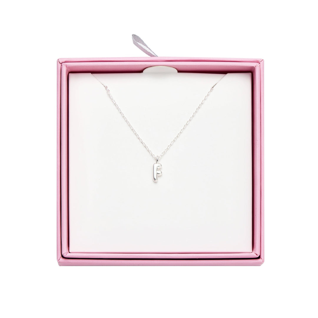 Kid's Sterling Silver Letter F Initial Necklace - Philip Jones Jewellery