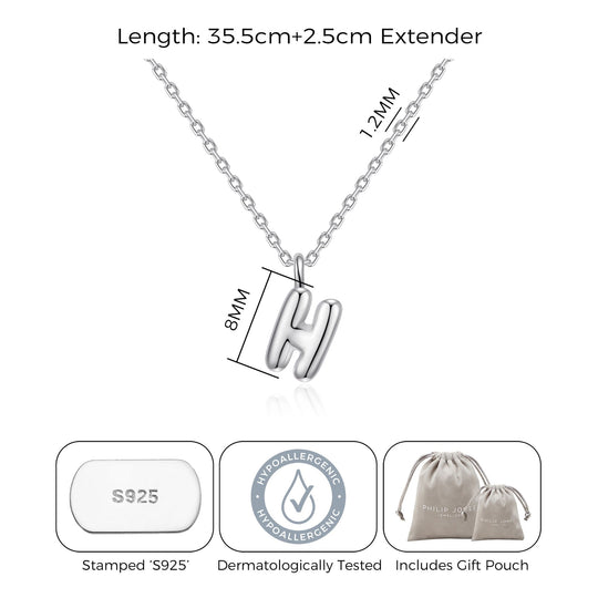 Kid's Sterling Silver Letter H Initial Necklace - Philip Jones Jewellery
