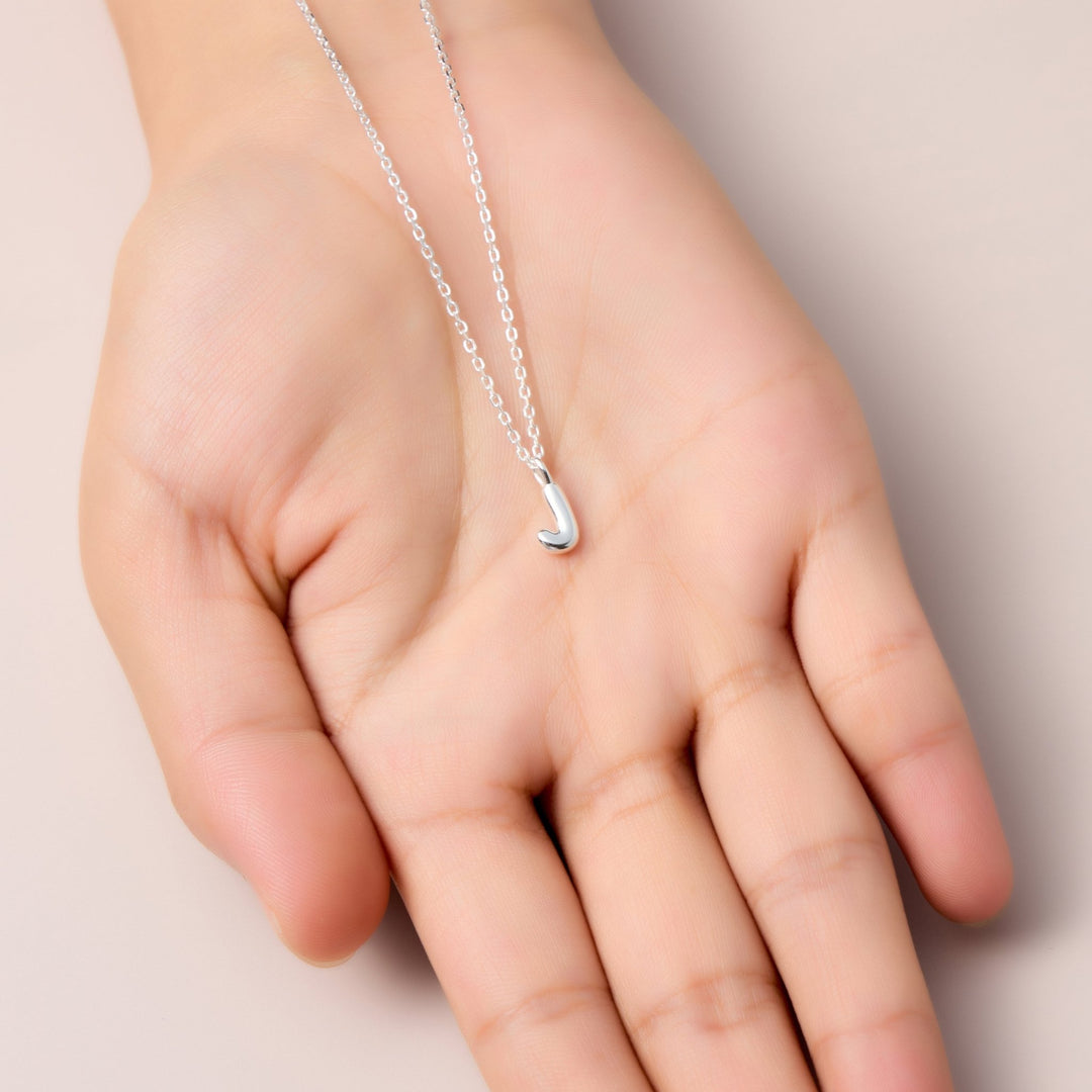 Kid's Sterling Silver Letter J Initial Necklace - Philip Jones Jewellery