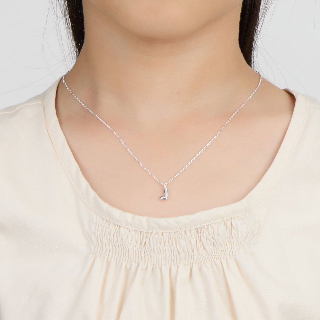 Kid's Sterling Silver Letter J Initial Necklace - Philip Jones Jewellery