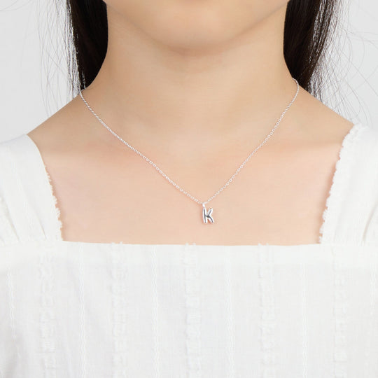 Kid's Sterling Silver Letter K Initial Necklace - Philip Jones Jewellery