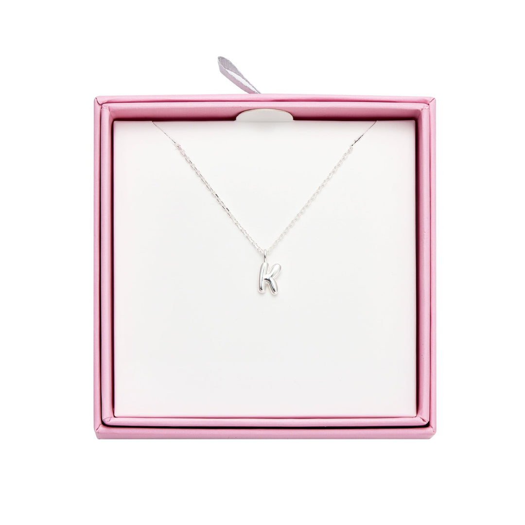 Kid's Sterling Silver Letter K Initial Necklace - Philip Jones Jewellery
