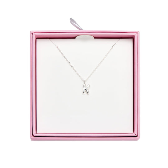 Kid's Sterling Silver Letter K Initial Necklace - Philip Jones Jewellery