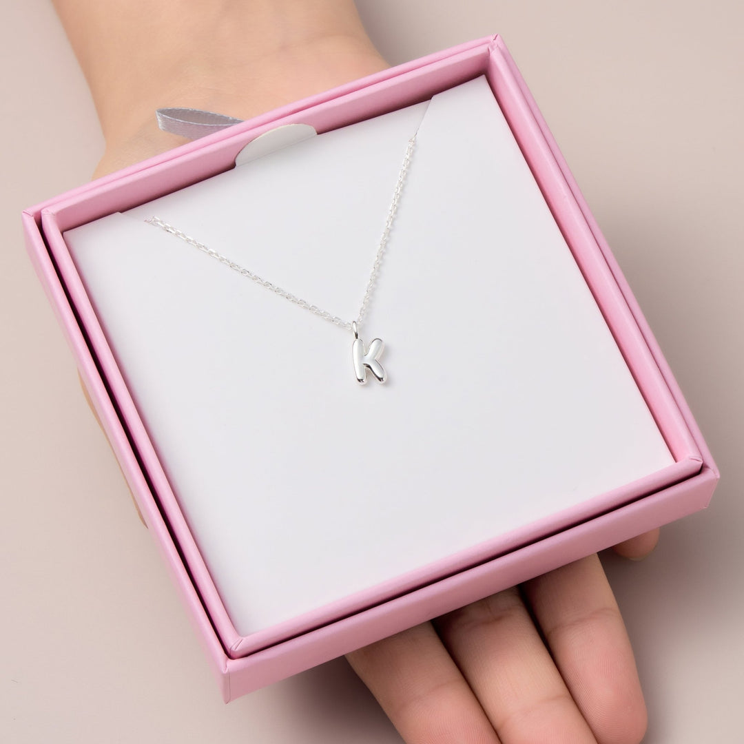 Kid's Sterling Silver Letter K Initial Necklace - Philip Jones Jewellery