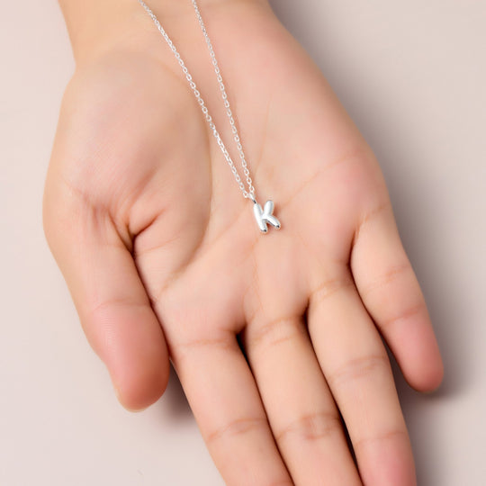 Kid's Sterling Silver Letter K Initial Necklace - Philip Jones Jewellery