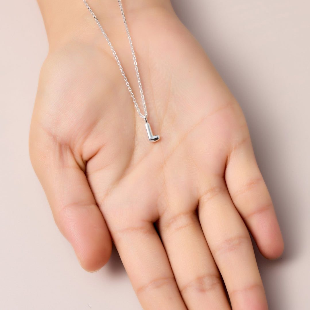 Kid's Sterling Silver Letter L Initial Necklace - Philip Jones Jewellery