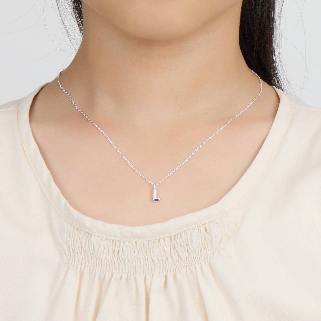 Kid's Sterling Silver Letter L Initial Necklace - Philip Jones Jewellery