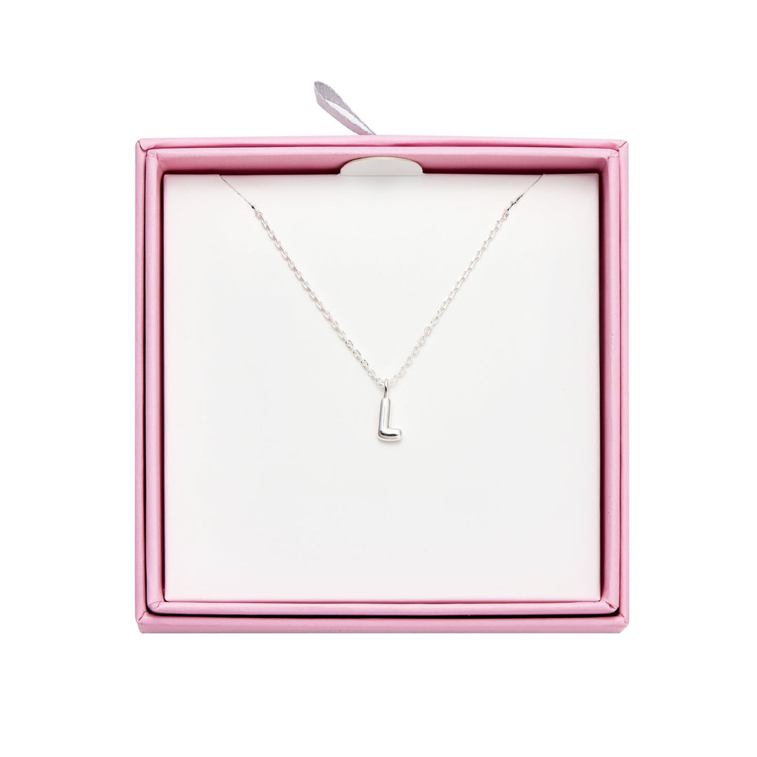 Kid's Sterling Silver Letter L Initial Necklace - Philip Jones Jewellery