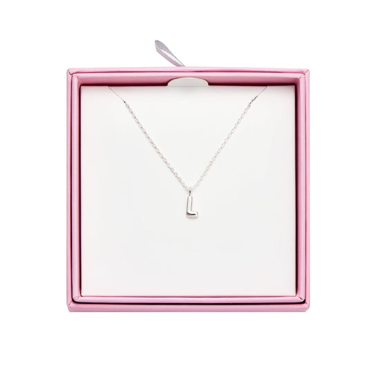 Kid's Sterling Silver Letter L Initial Necklace - Philip Jones Jewellery