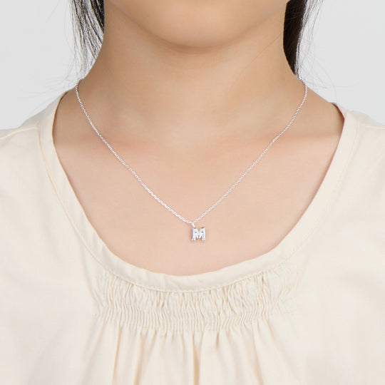 Kid's Sterling Silver Letter M Initial Necklace - Philip Jones Jewellery
