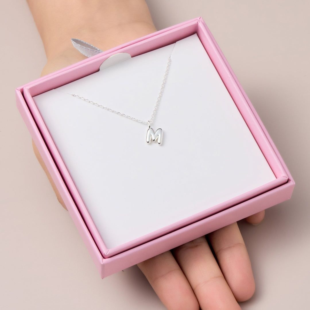 Kid's Sterling Silver Letter M Initial Necklace - Philip Jones Jewellery