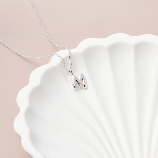 Kid's Sterling Silver Letter M Initial Necklace - Philip Jones Jewellery