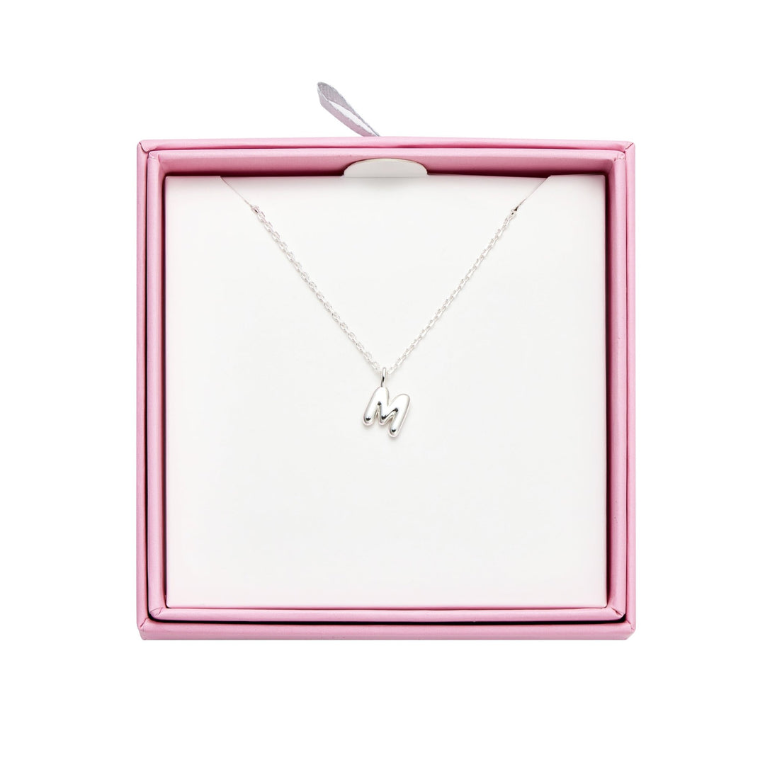 Kid's Sterling Silver Letter M Initial Necklace - Philip Jones Jewellery