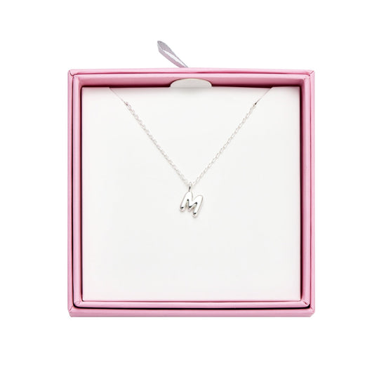 Kid's Sterling Silver Letter M Initial Necklace - Philip Jones Jewellery