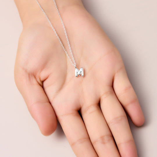 Kid's Sterling Silver Letter M Initial Necklace - Philip Jones Jewellery