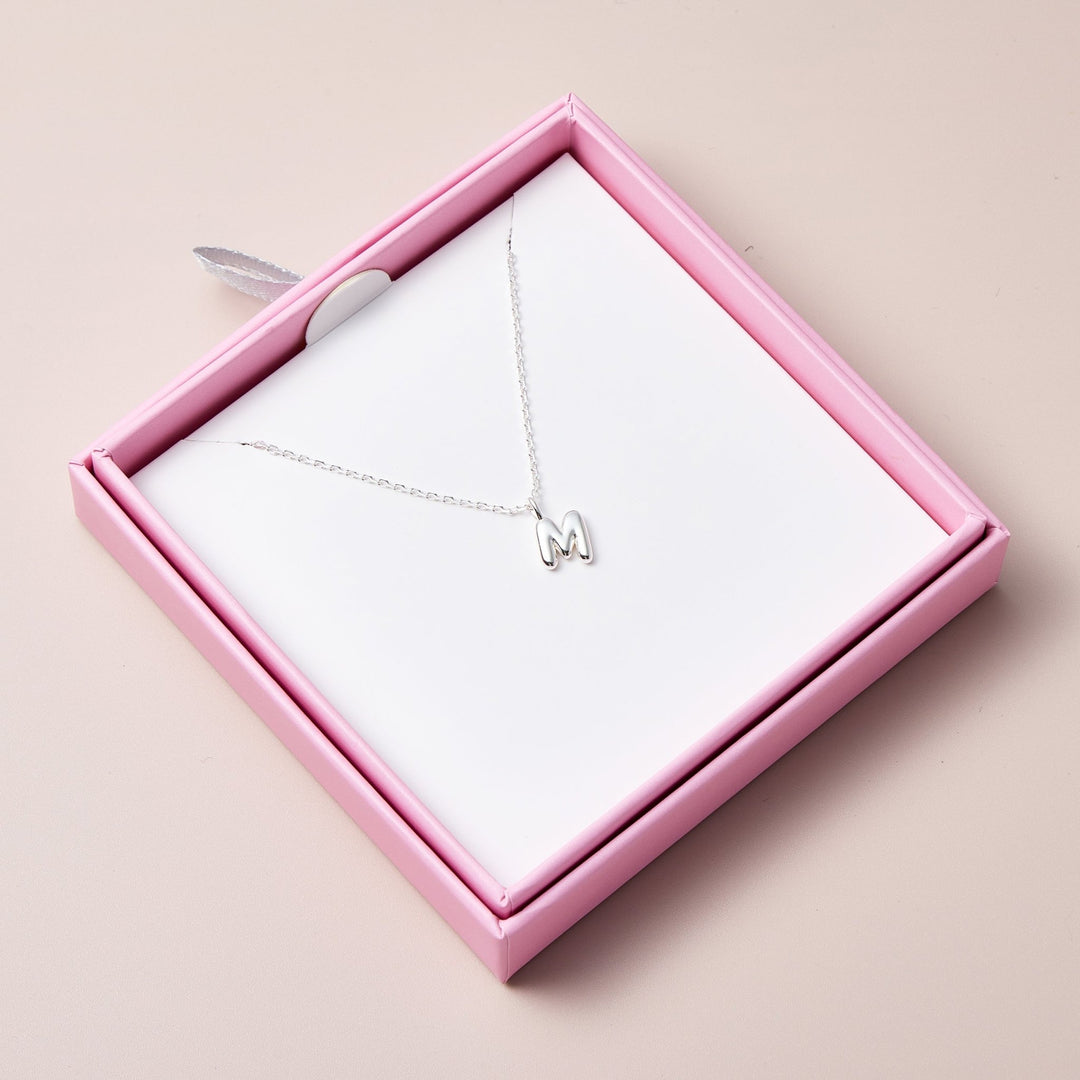 Kid's Sterling Silver Letter M Initial Necklace - Philip Jones Jewellery