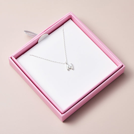 Kid's Sterling Silver Letter M Initial Necklace - Philip Jones Jewellery