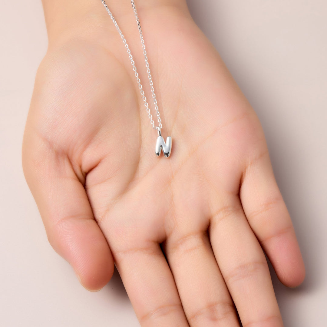 Kid's Sterling Silver Letter N Initial Necklace - Philip Jones Jewellery
