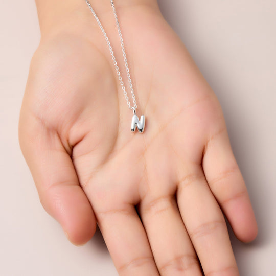 Kid's Sterling Silver Letter N Initial Necklace - Philip Jones Jewellery