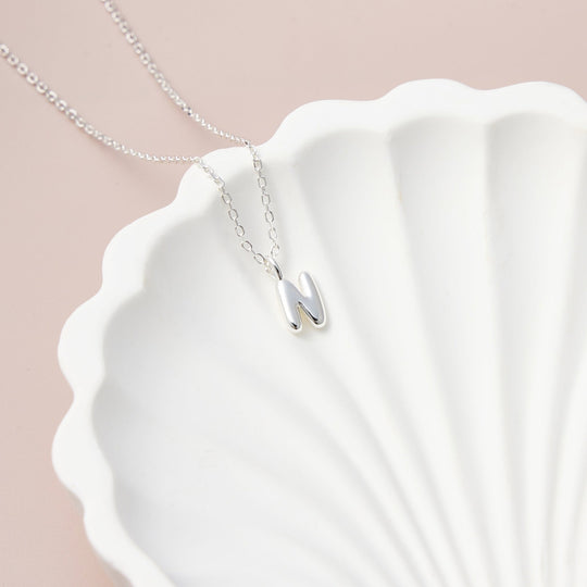 Kid's Sterling Silver Letter N Initial Necklace - Philip Jones Jewellery