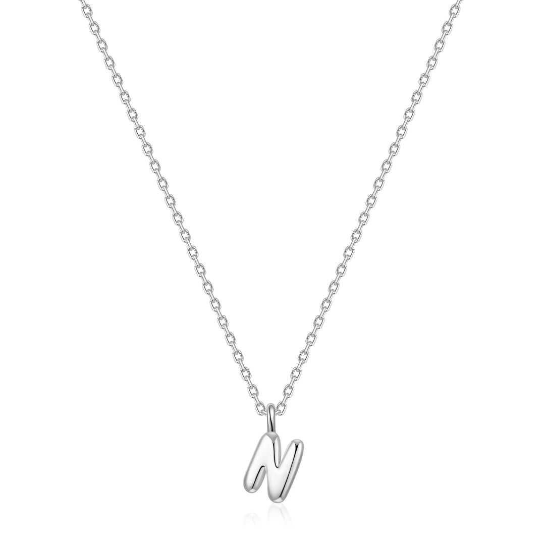 Kid's Sterling Silver Letter N Initial Necklace - Philip Jones Jewellery