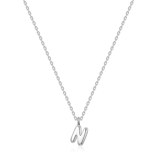 Kid's Sterling Silver Letter N Initial Necklace - Philip Jones Jewellery