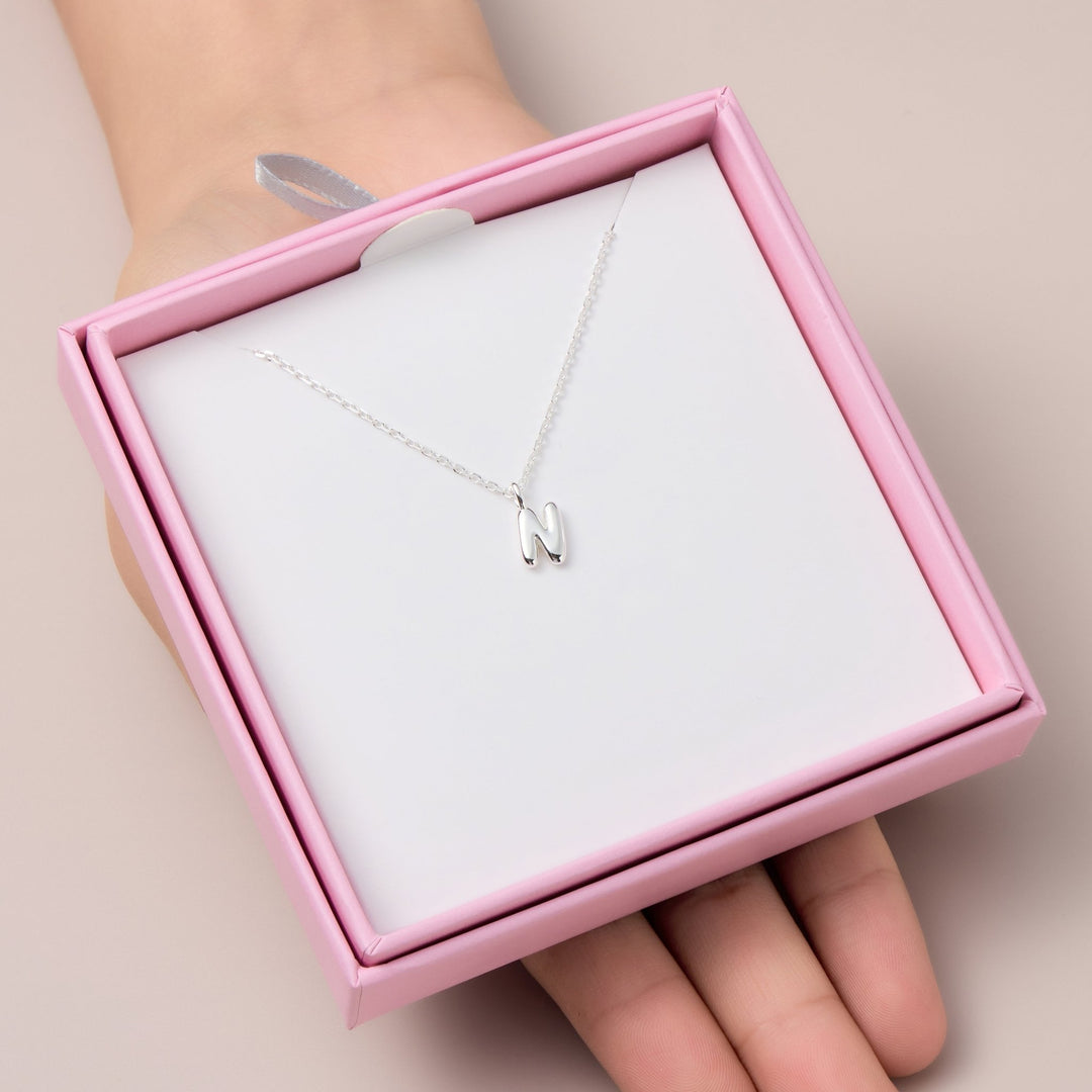 Kid's Sterling Silver Letter N Initial Necklace - Philip Jones Jewellery