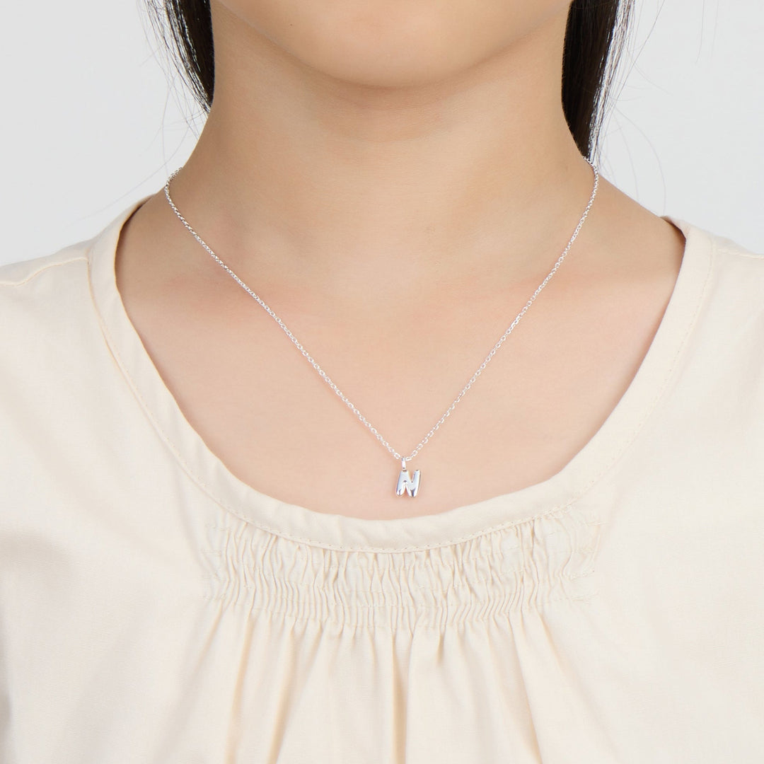 Kid's Sterling Silver Letter N Initial Necklace - Philip Jones Jewellery