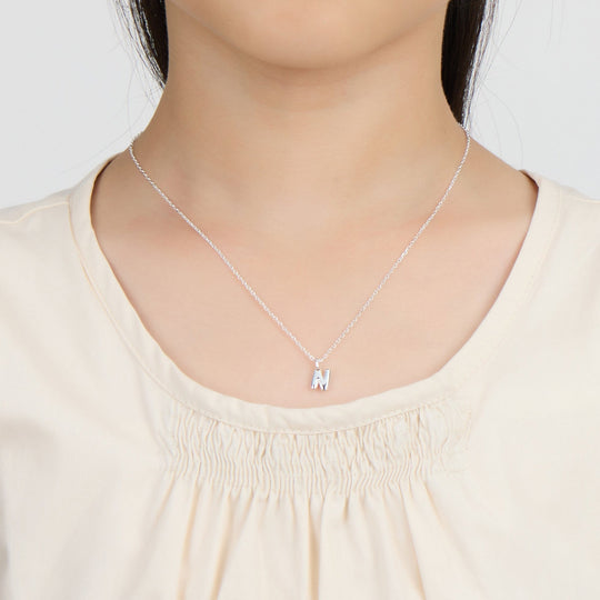 Kid's Sterling Silver Letter N Initial Necklace - Philip Jones Jewellery