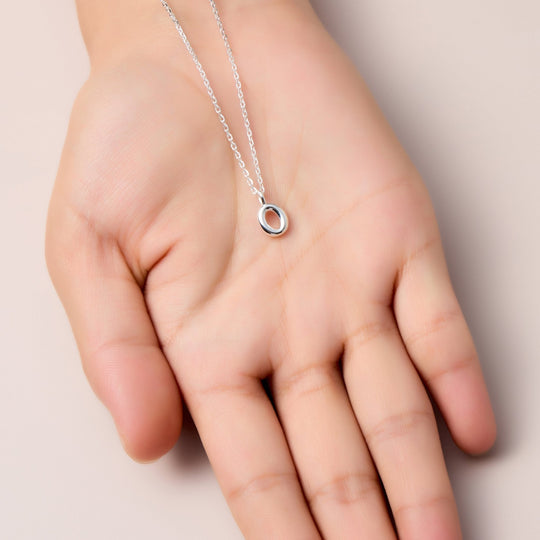 Kid's Sterling Silver Letter O Initial Necklace - Philip Jones Jewellery