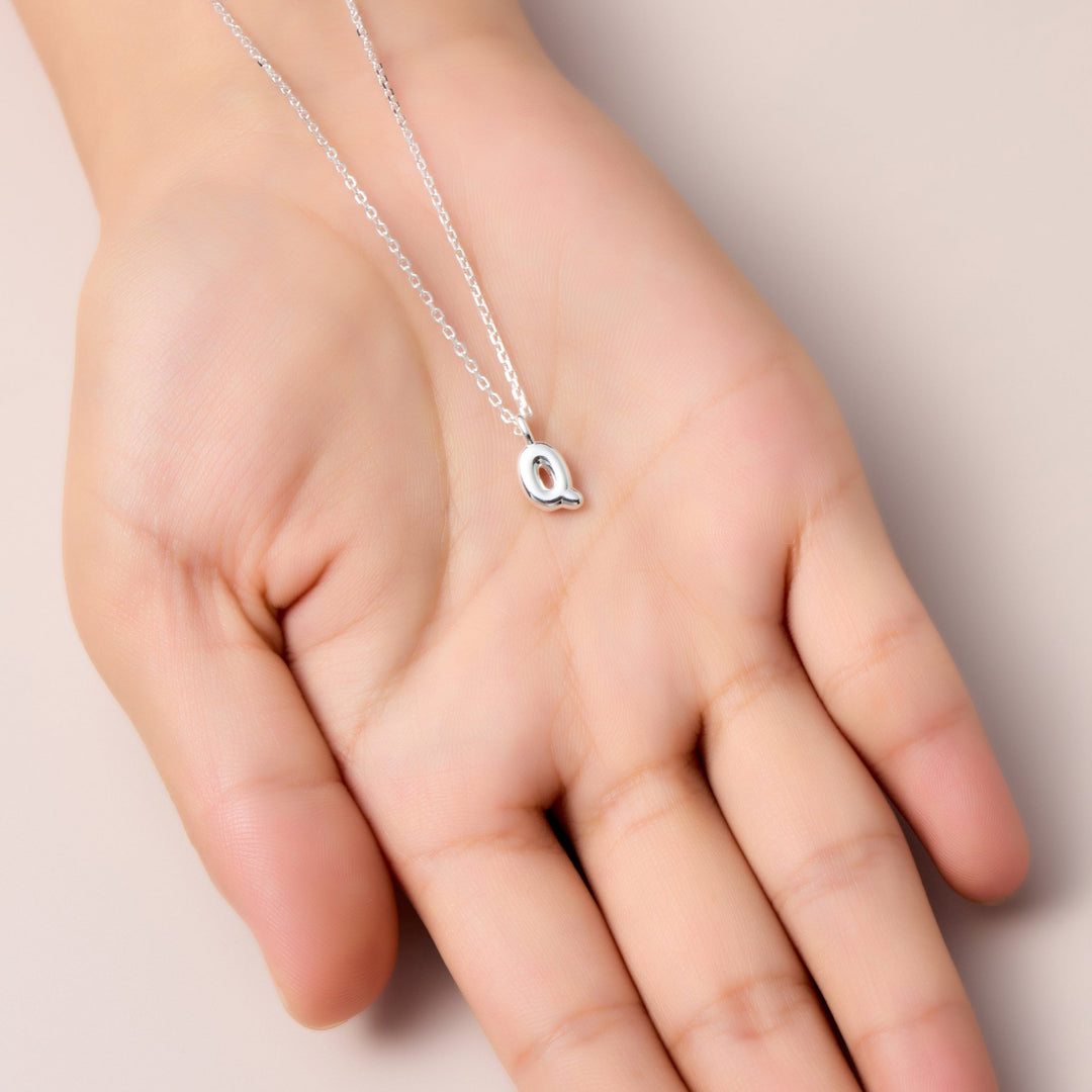 Kid's Sterling Silver Letter Q Initial Necklace - Philip Jones Jewellery