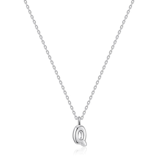 Kid's Sterling Silver Letter Q Initial Necklace - Philip Jones Jewellery