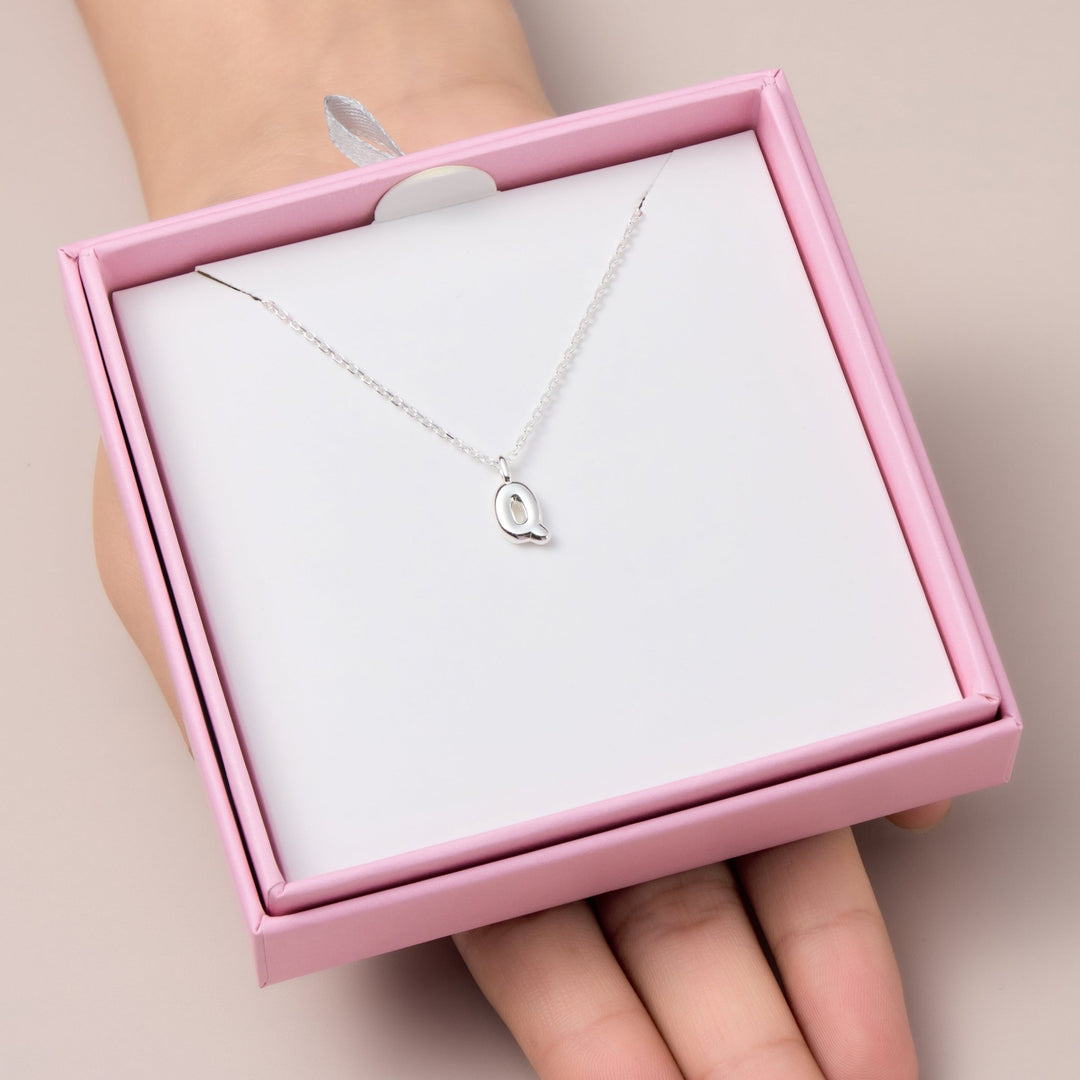 Kid's Sterling Silver Letter Q Initial Necklace - Philip Jones Jewellery