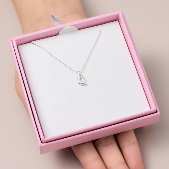 Kid's Sterling Silver Letter Q Initial Necklace - Philip Jones Jewellery