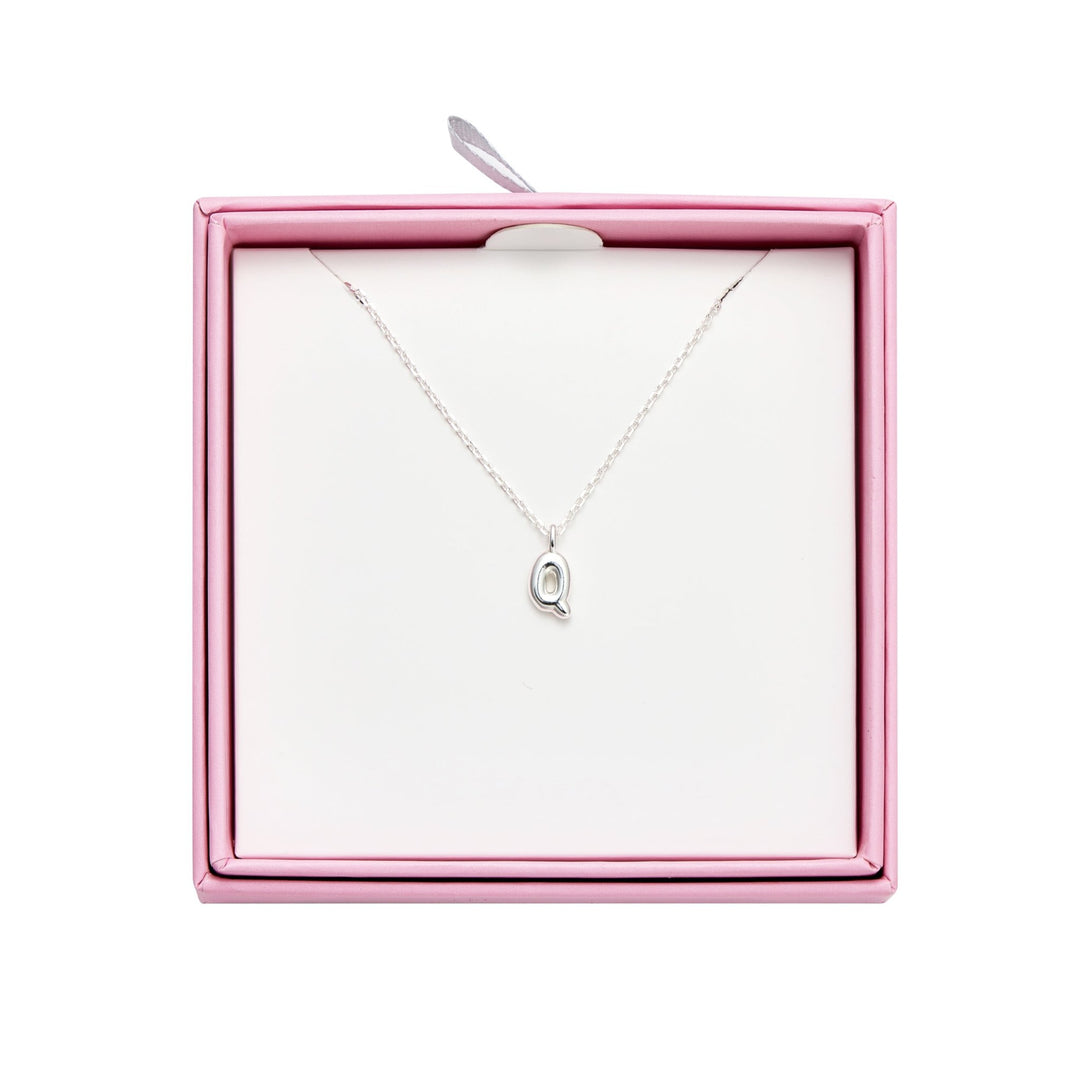 Kid's Sterling Silver Letter Q Initial Necklace - Philip Jones Jewellery