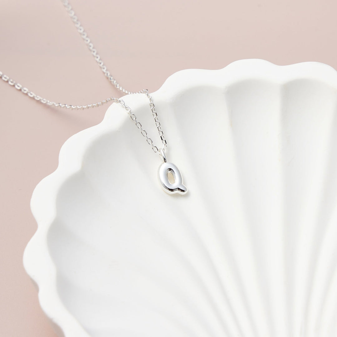 Kid's Sterling Silver Letter Q Initial Necklace - Philip Jones Jewellery