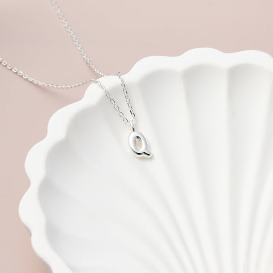 Kid's Sterling Silver Letter Q Initial Necklace - Philip Jones Jewellery