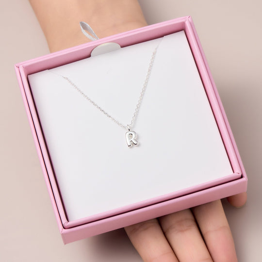 Kid's Sterling Silver Letter R Initial Necklace - Philip Jones Jewellery