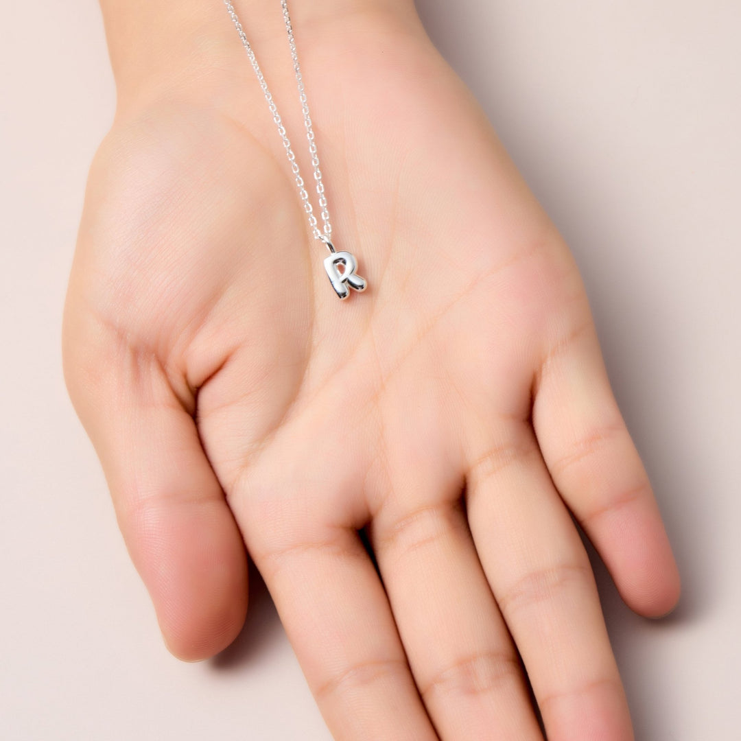 Kid's Sterling Silver Letter R Initial Necklace - Philip Jones Jewellery