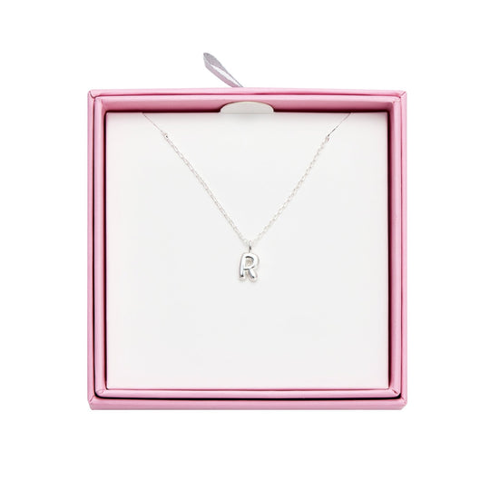 Kid's Sterling Silver Letter R Initial Necklace - Philip Jones Jewellery