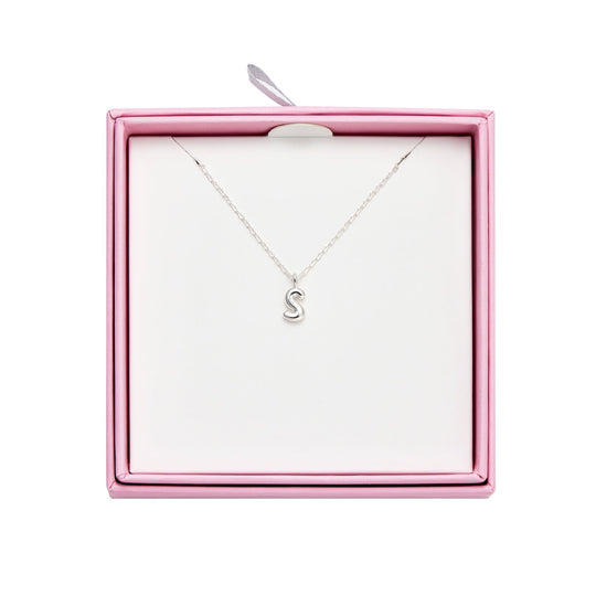Kid's Sterling Silver Letter S Initial Necklace - Philip Jones Jewellery