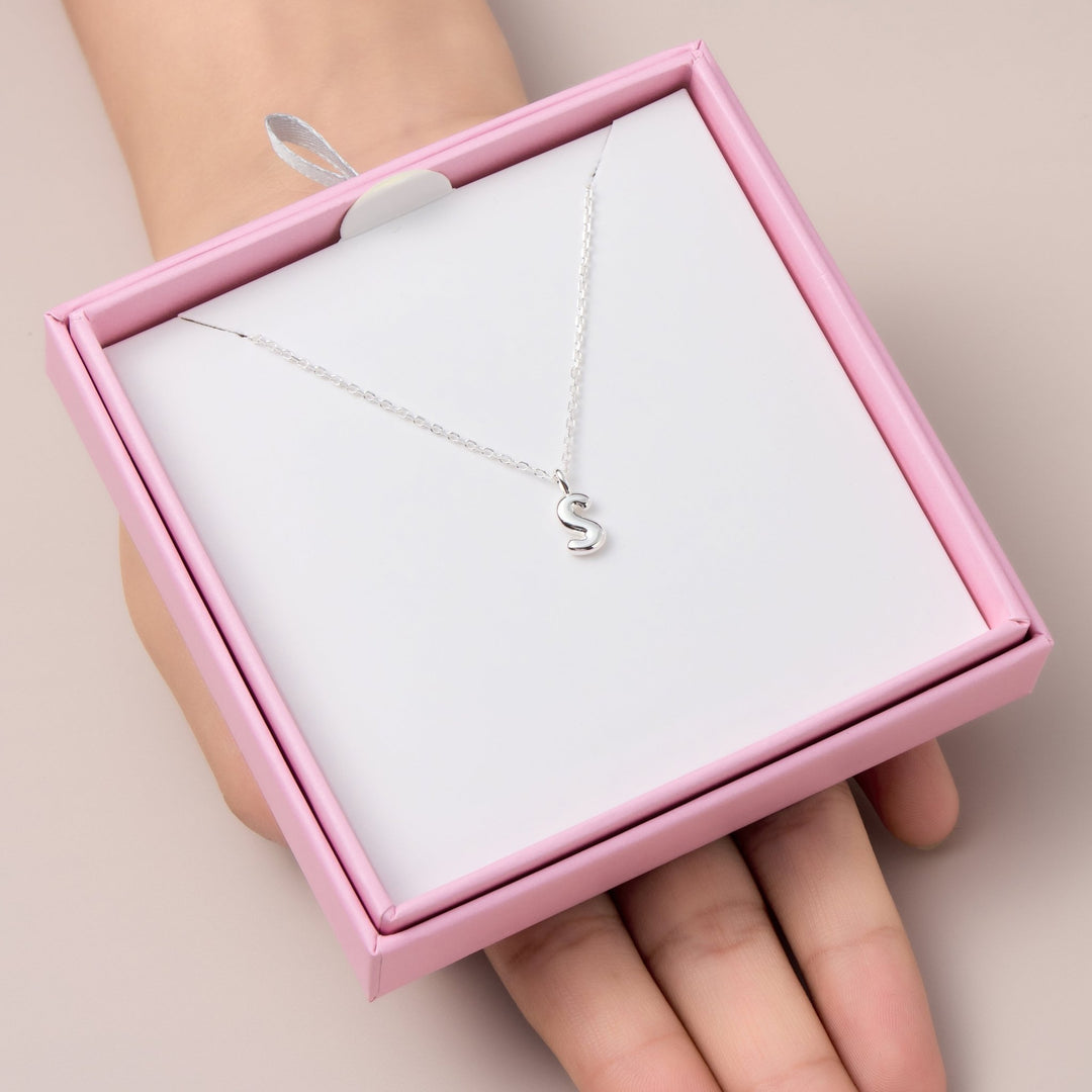 Kid's Sterling Silver Letter S Initial Necklace - Philip Jones Jewellery