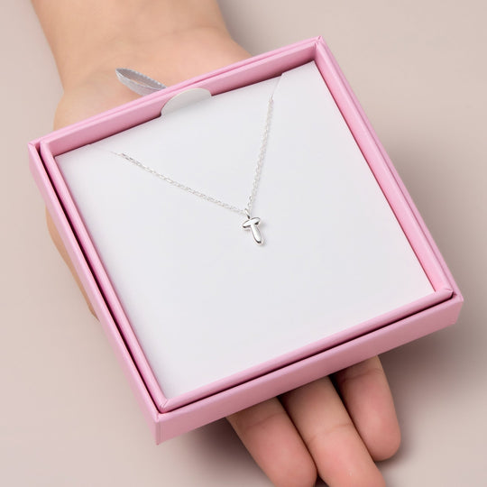 Kid's Sterling Silver Letter T Initial Necklace - Philip Jones Jewellery