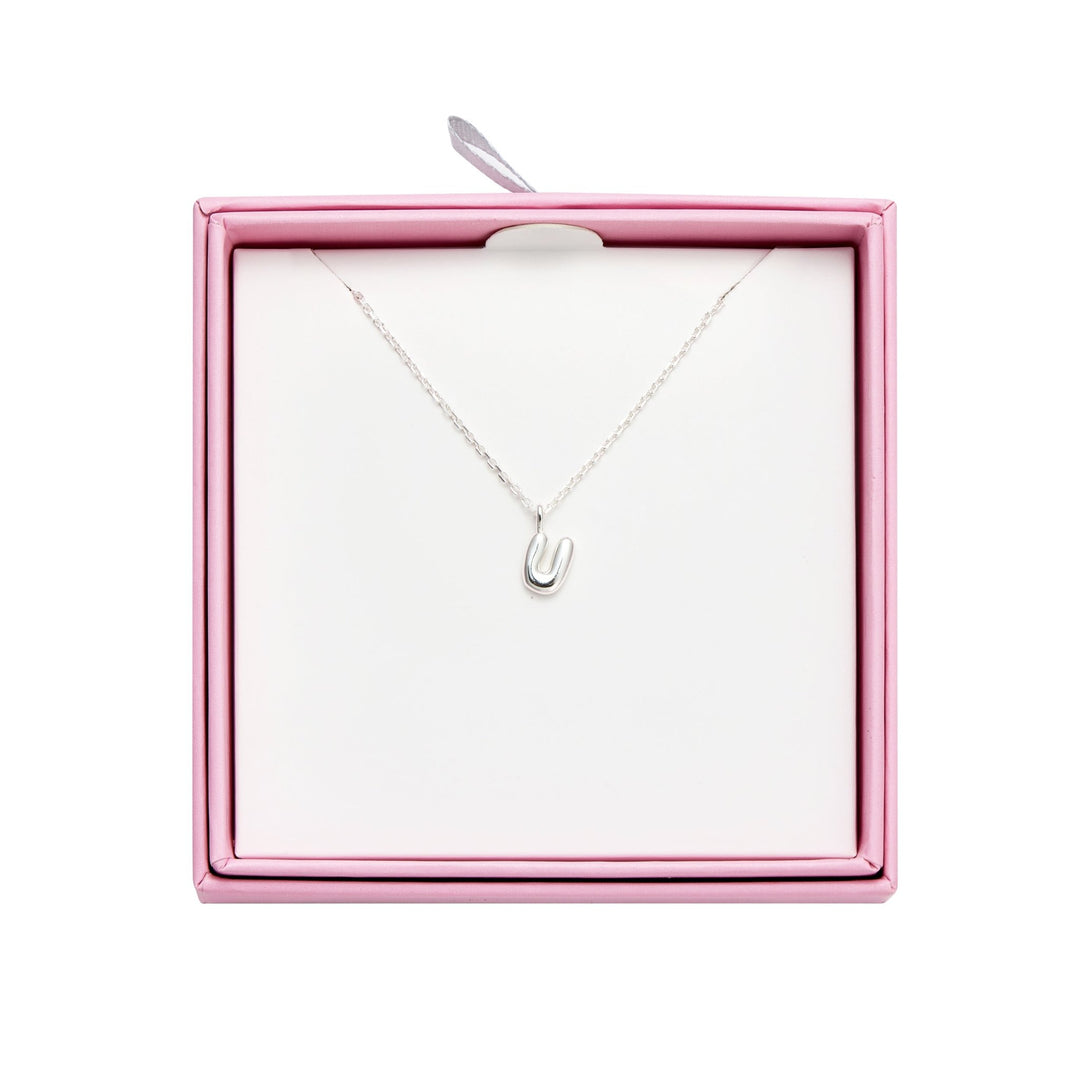Kid's Sterling Silver Letter U Initial Necklace - Philip Jones Jewellery